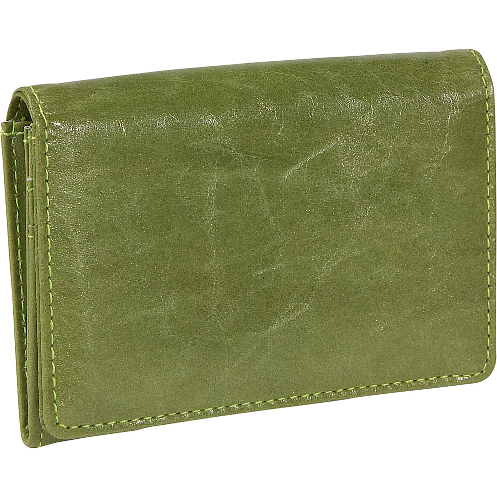 Budd Leather Distressed Leather Credit Card Case Lime