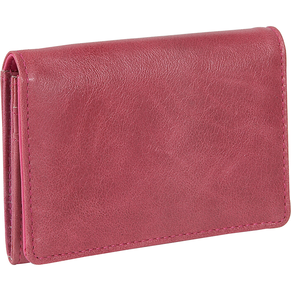 Budd Leather Distressed Leather Credit Card Case Pink