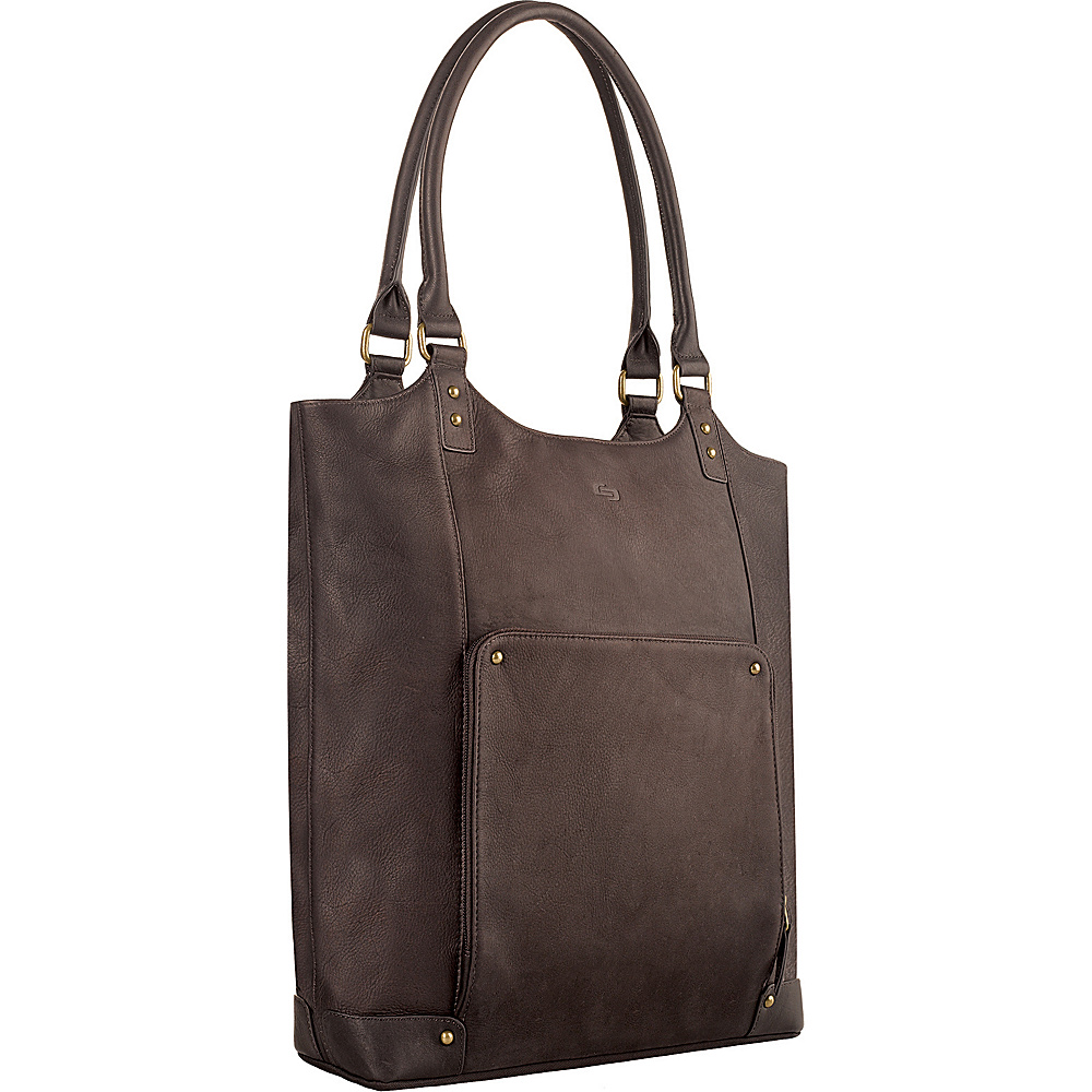 SOLO Premium Leather 16 Laptop Bucket Tote Espresso SOLO Women s Business Bags