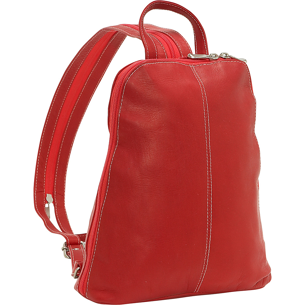 Le Donne Leather U Zip Woman s Sling Back Pack Red