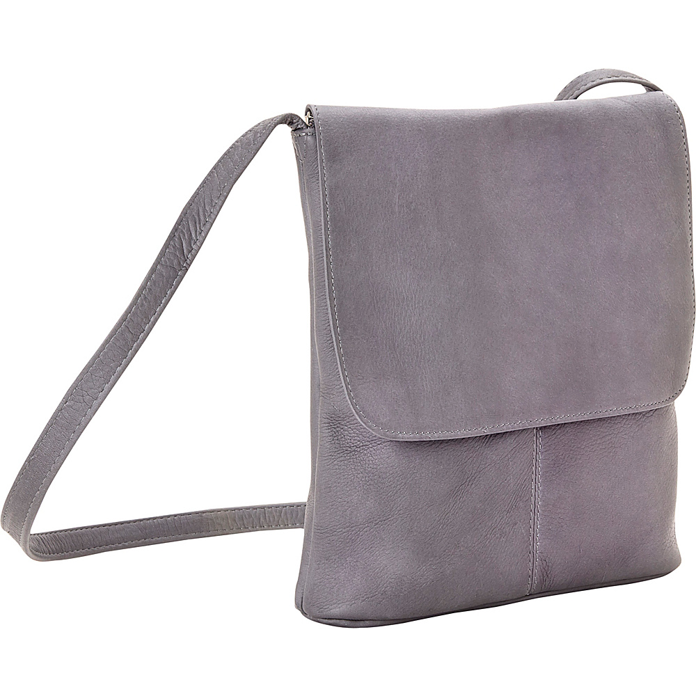 Le Donne Leather Simple Flap Over Gray Le Donne Leather Leather Handbags