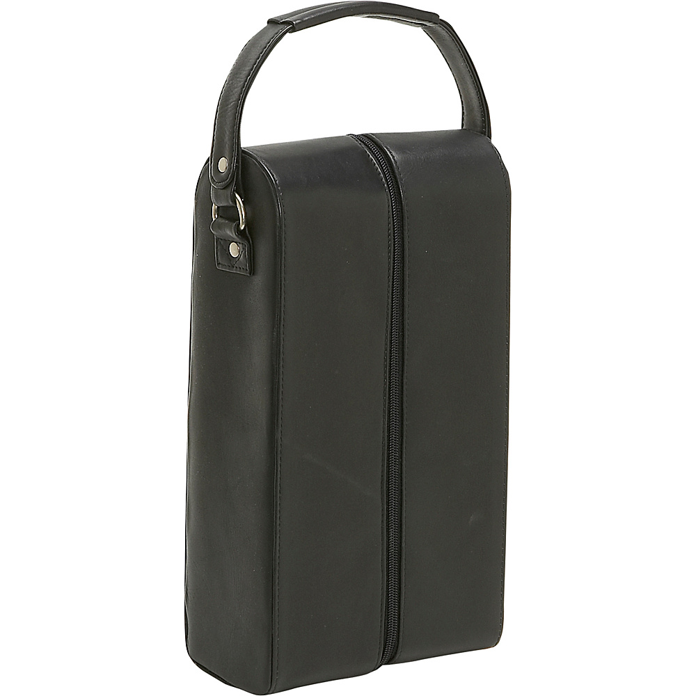 Le Donne Leather Two Bottle Wine Tote Black
