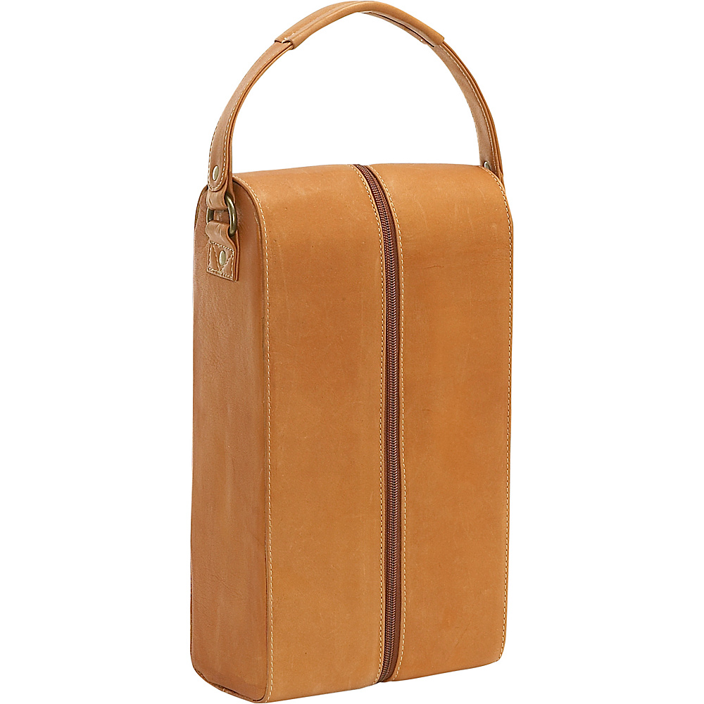 Le Donne Leather Two Bottle Wine Tote Tan