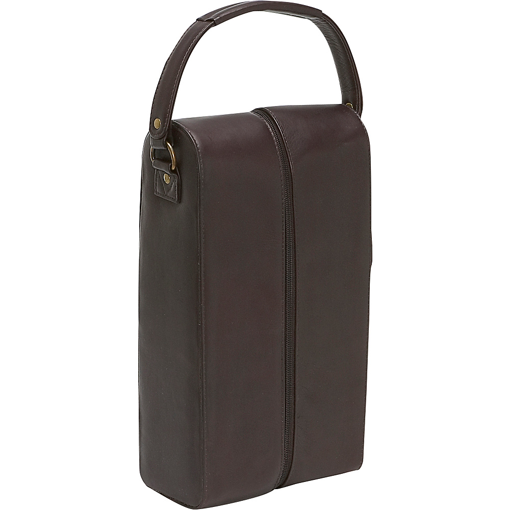 Le Donne Leather Two Bottle Wine Tote Caf