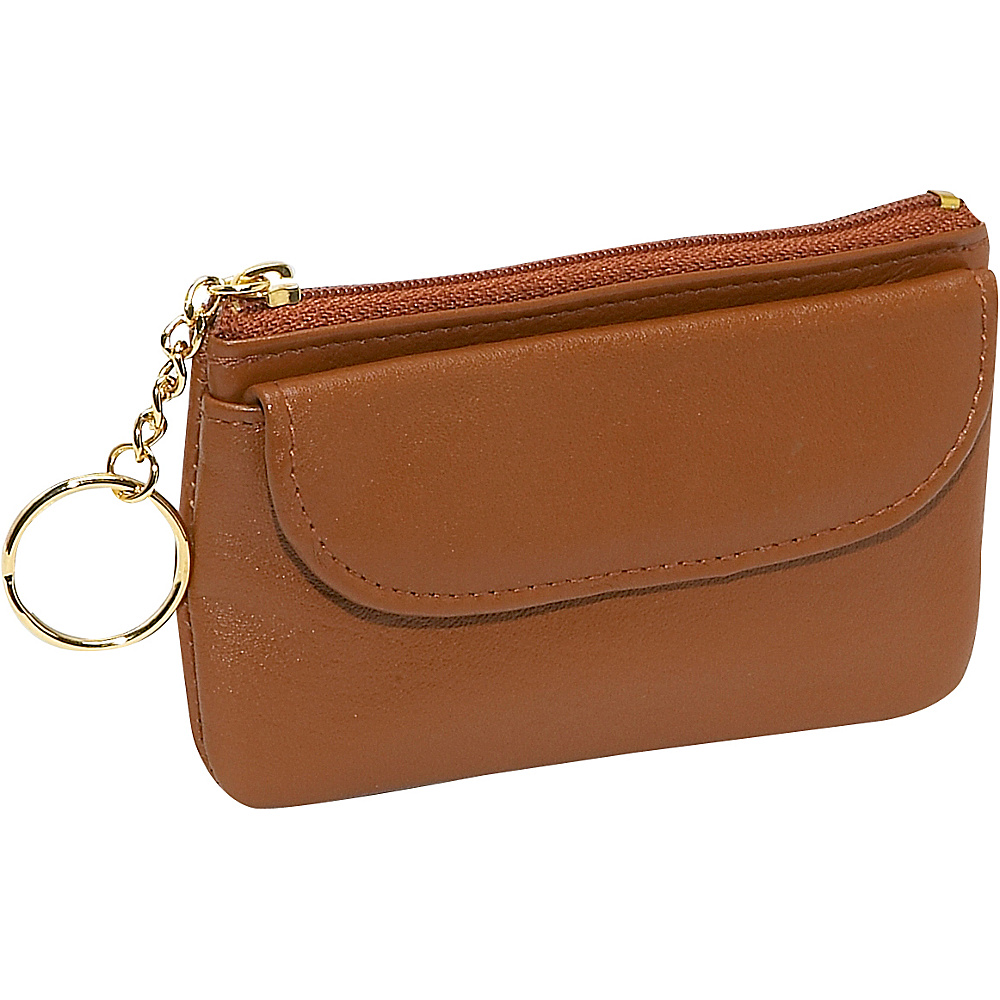 Budd Leather Zippered Coin Purse With Key Ring Tan