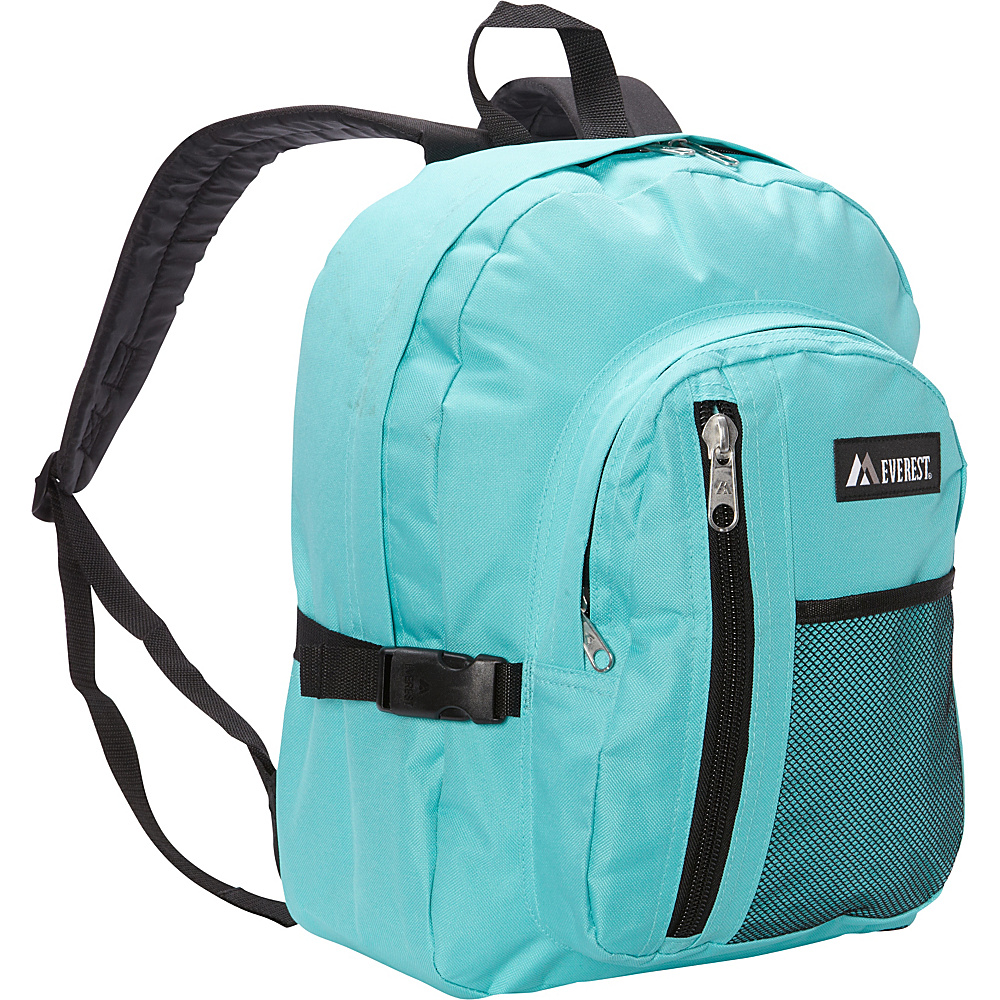 Everest Backpack with Front Mesh Pocket Aqua Blue Black Everest School Day Hiking Backpacks