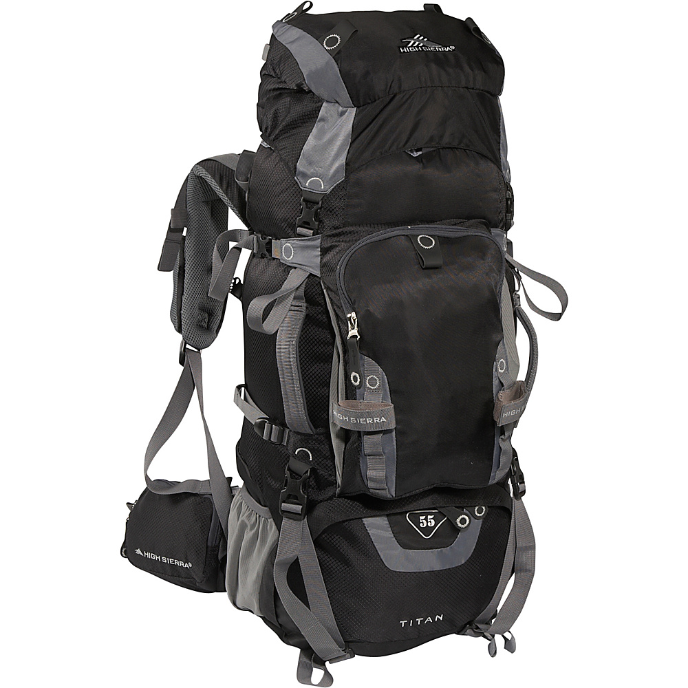 High Sierra Titan 55 Backpacking Pack Black High Sierra Day Hiking Backpacks
