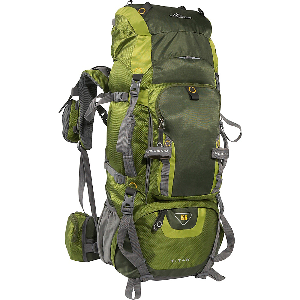 High Sierra Titan 55 Amazon Hiking Backpack Pine Leaf Charcoal