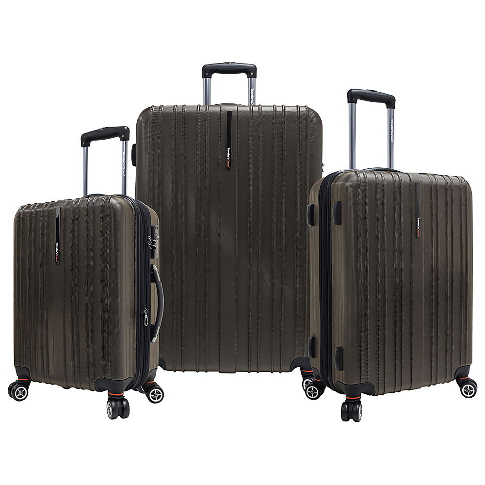 Traveler s Choice Tasmania 3 Piece Exp Hardside Spinner Set Brown Traveler s Choice Luggage Sets