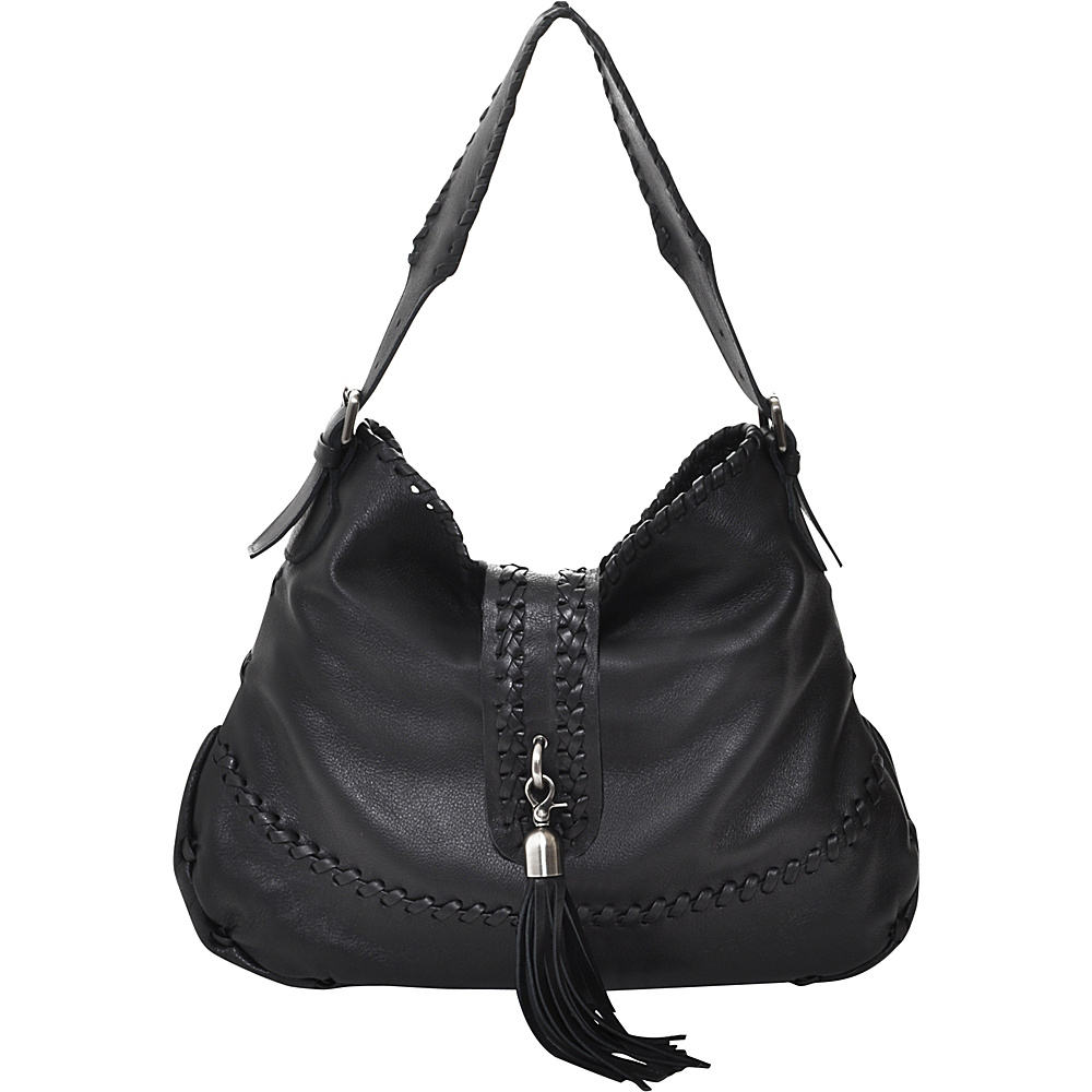 Carla Mancini Tall Whipstitched Hobo Black Carla Mancini Leather Handbags
