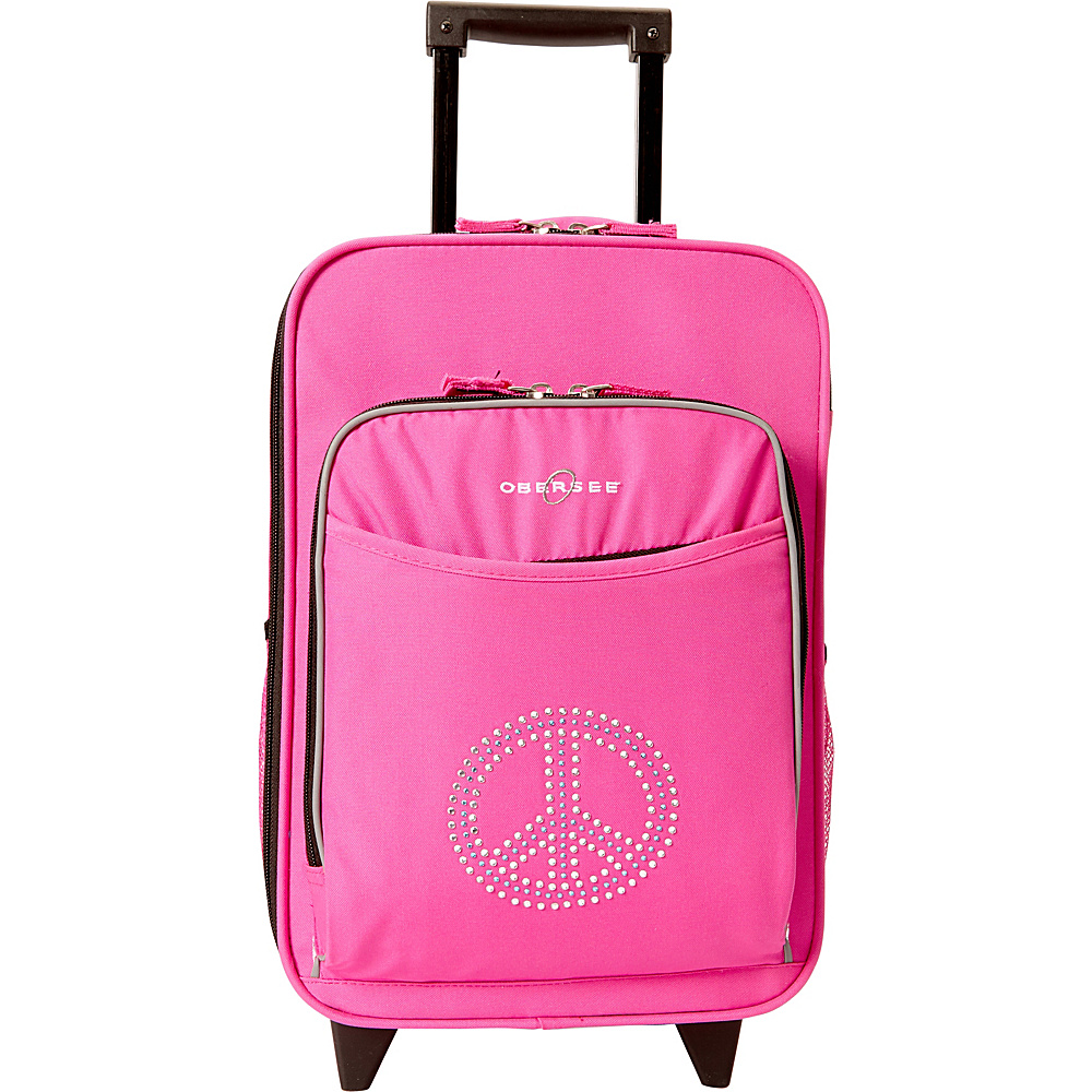 Obersee Kids Peace 16 Upright Pink Bling Rhinestone Peace Obersee Softside Carry On