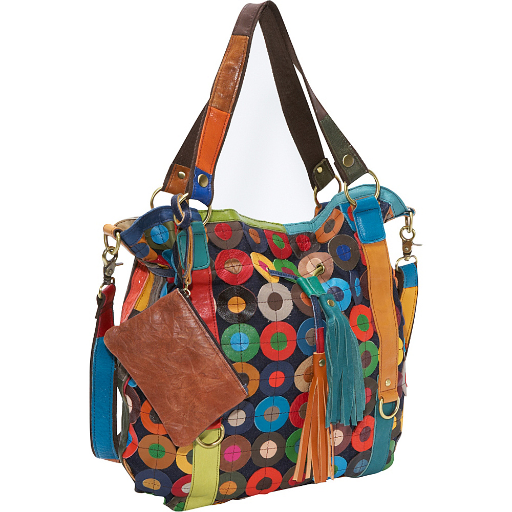 AmeriLeather Multi Colored Lloyd Leather Tote Rainbow AmeriLeather Leather Handbags