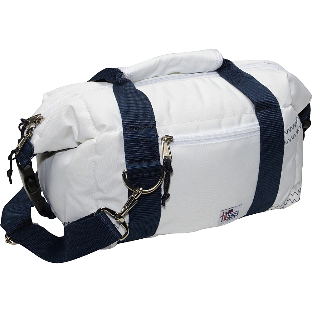 SailorBags Sailcloth 8 Pack Soft Cooler Bag White with Blue Straps SailorBags Travel Coolers