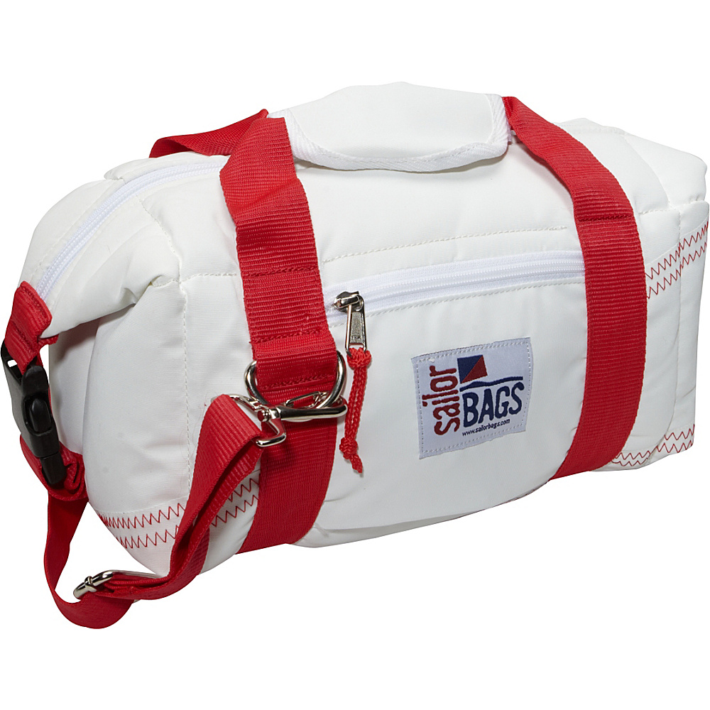 SailorBags Sailcloth 8 Pack Soft Cooler Bag White with Red Straps SailorBags Travel Coolers