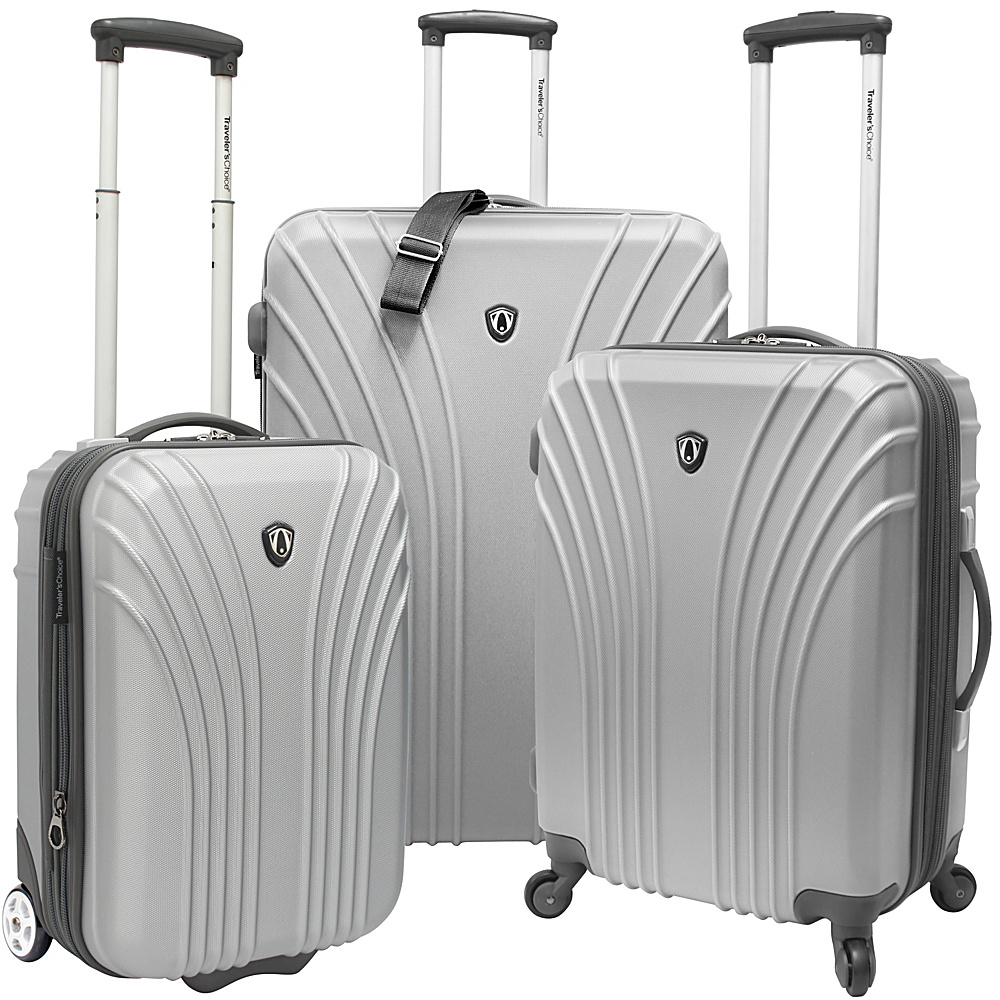 Traveler s Choice 3 Piece Hardside Ultra Lightweight Luggage Set Silver Grey Traveler s Choice Luggage Sets