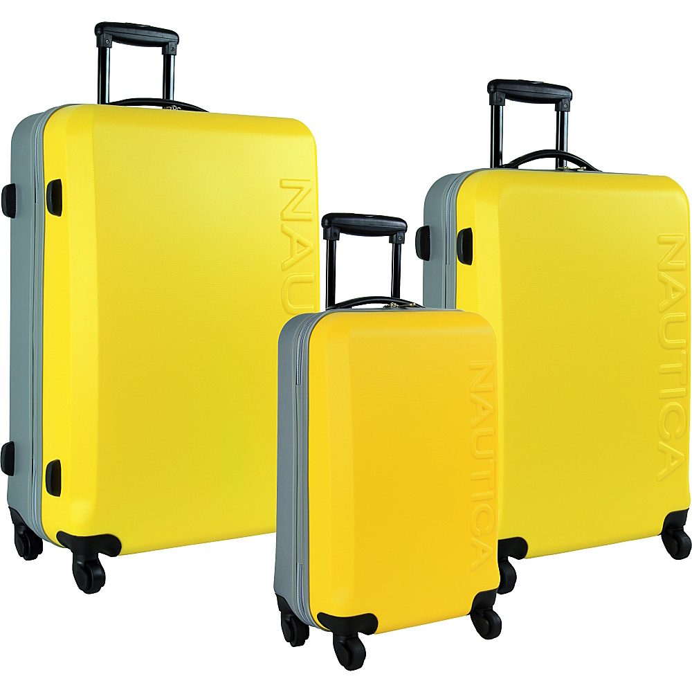 Nautica Ahoy 3 Piece Hardside Luggage Set Yellow Silver Nautica Luggage Sets