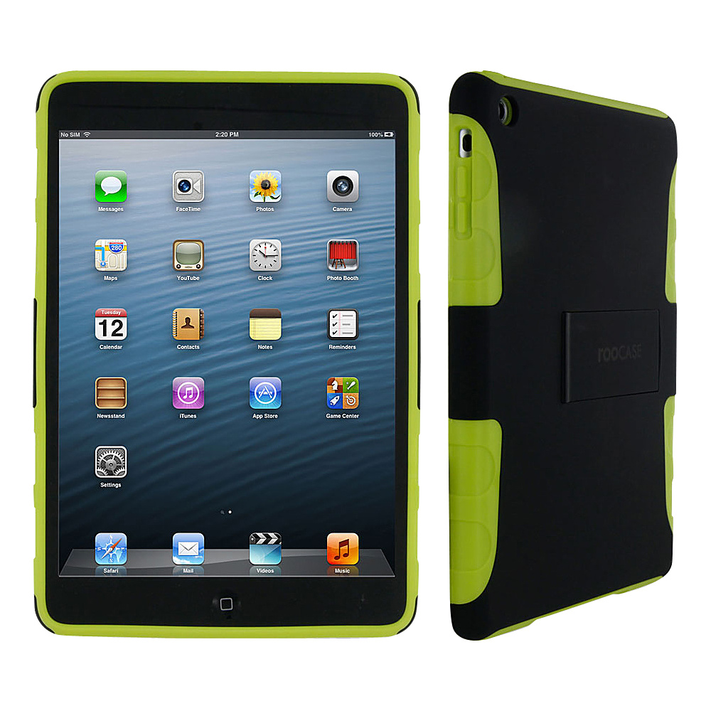 rooCASE Extreme Hybrid TPU Shell Case for iPad Mini Black Green rooCASE Electronic Cases