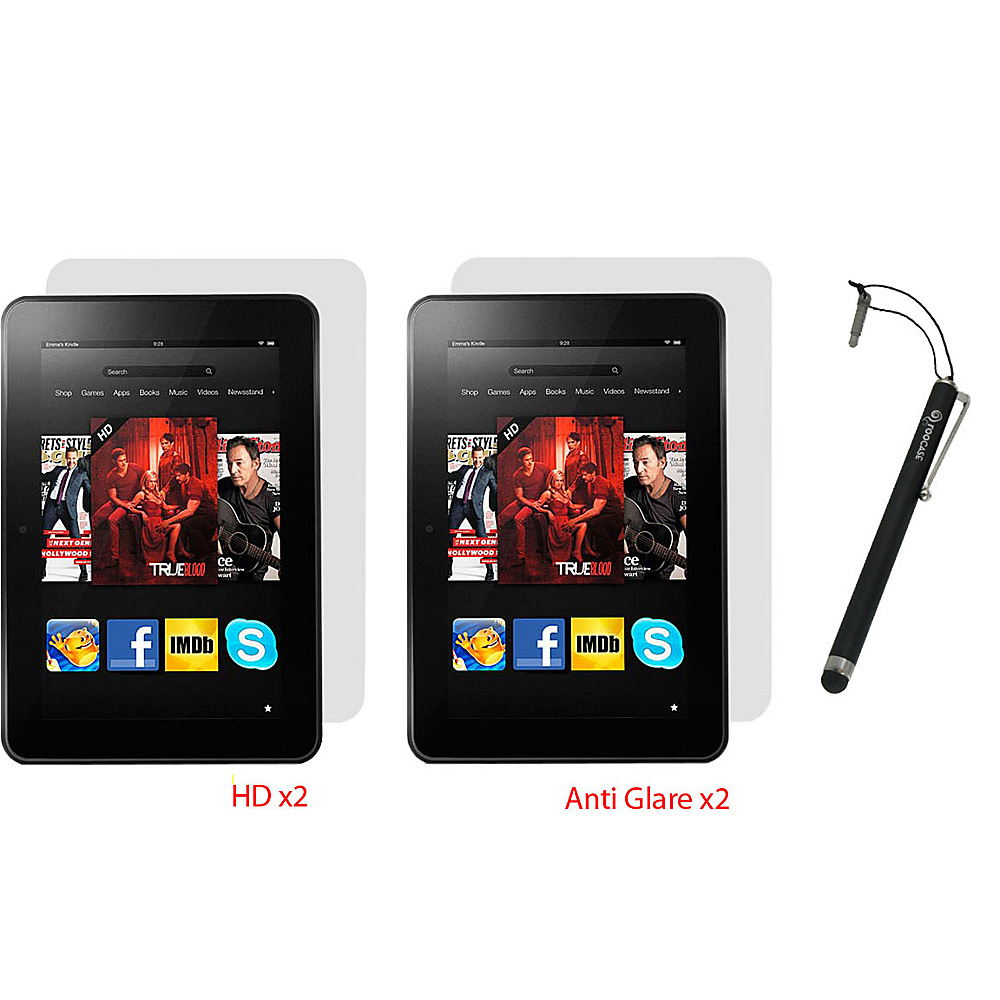 rooCASE 4 Pk Screen Protectors w Stylus for Kindle Fire HD 8.9 Black rooCASE Electronic Cases