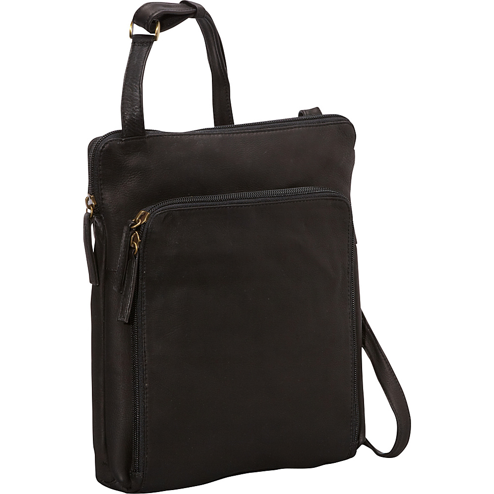 Derek Alexander NS Unisex Shoulder Bag Black Derek Alexander Leather Handbags