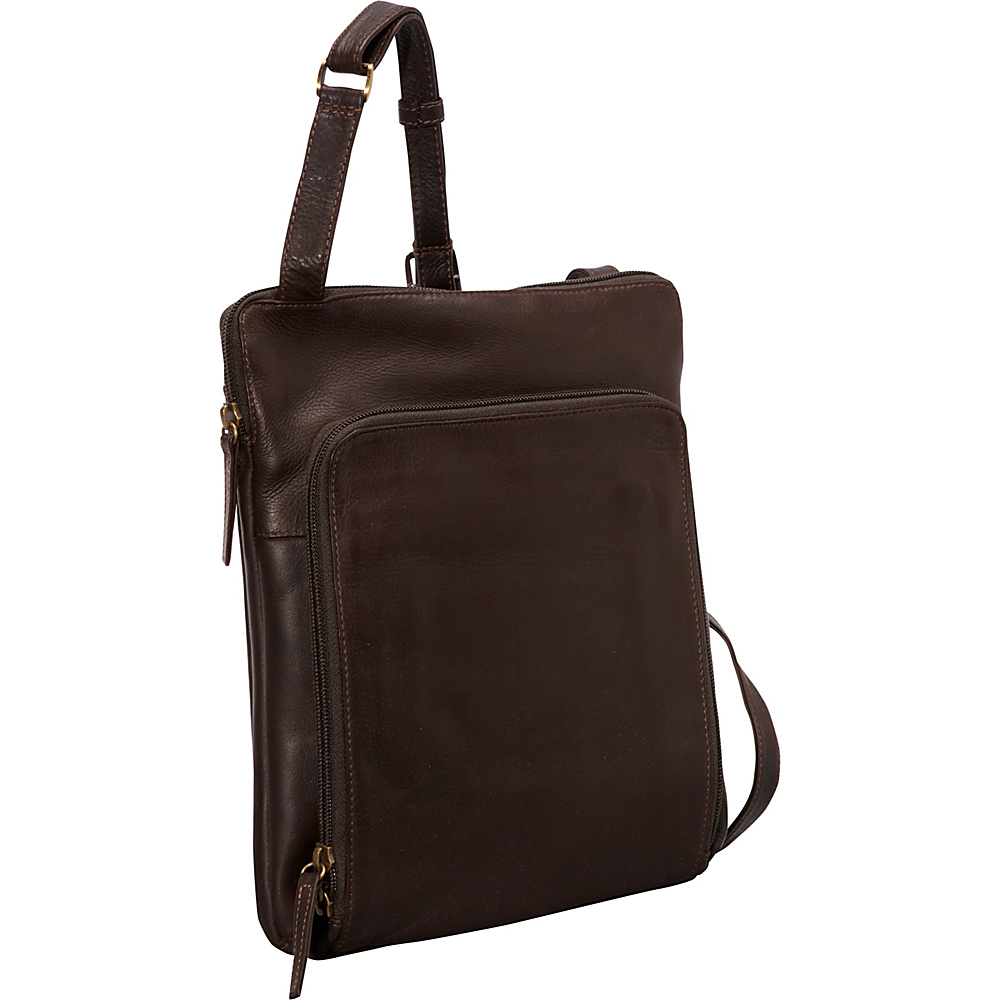 Derek Alexander NS Unisex Shoulder Bag Brown Derek Alexander Leather Handbags