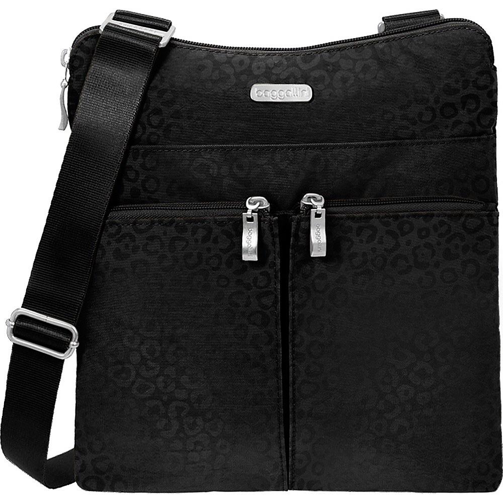 baggallini Horizon Crossbody Black Cheetah Emboss baggallini Fabric Handbags
