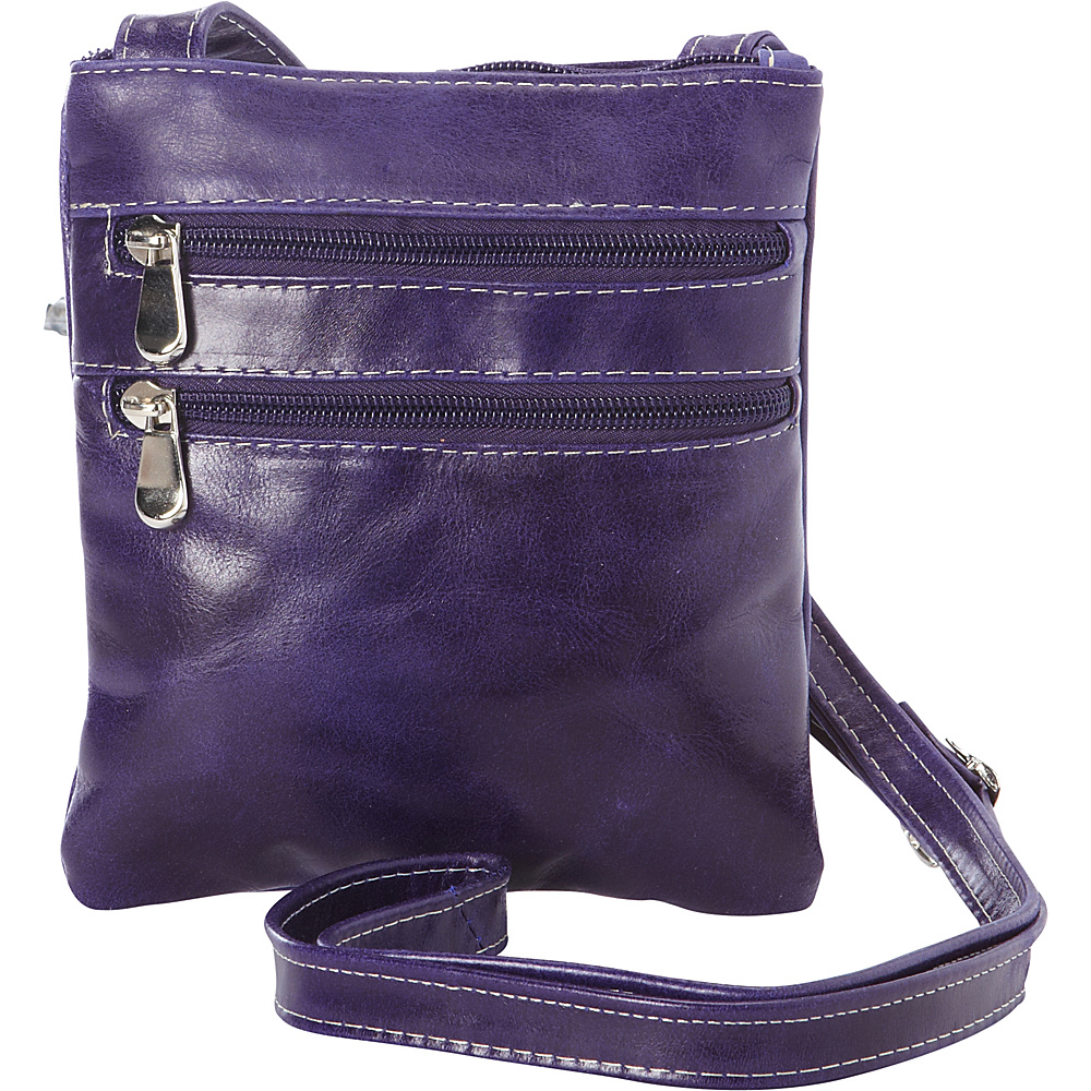 David King Co. Florentine 3 Zip Cross Body Bag Purple David King Co. Leather Handbags