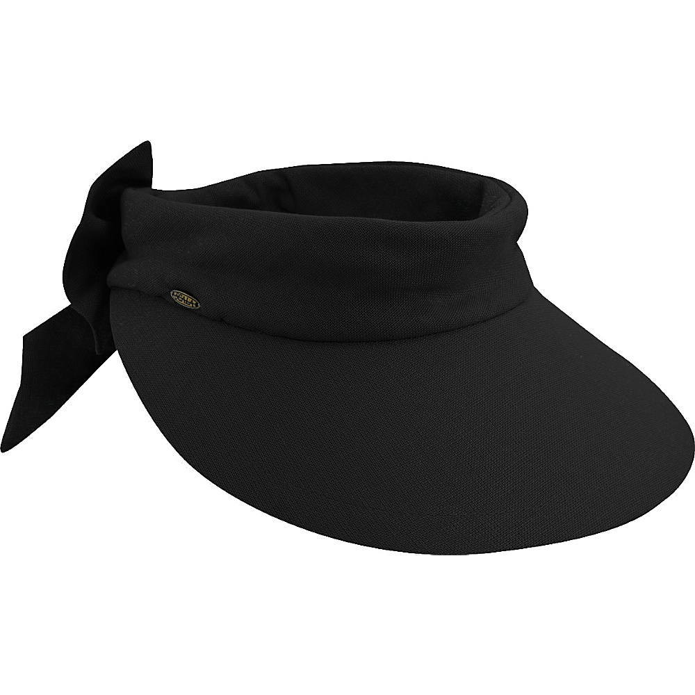 Scala Hats Deluxe Big Brim Cotton Visor Bow Black Scala Hats Hats Gloves Scarves