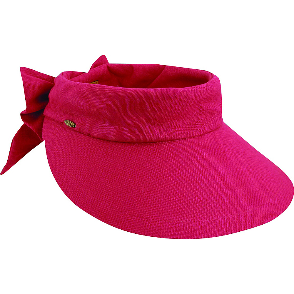 Scala Hats Deluxe Big Brim Cotton Visor Bow Fuchsia Scala Hats Hats Gloves Scarves