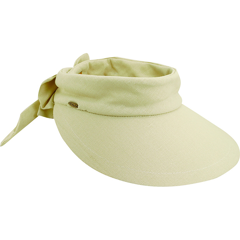 Scala Hats Deluxe Big Brim Cotton Visor Bow Natural Scala Hats Hats Gloves Scarves