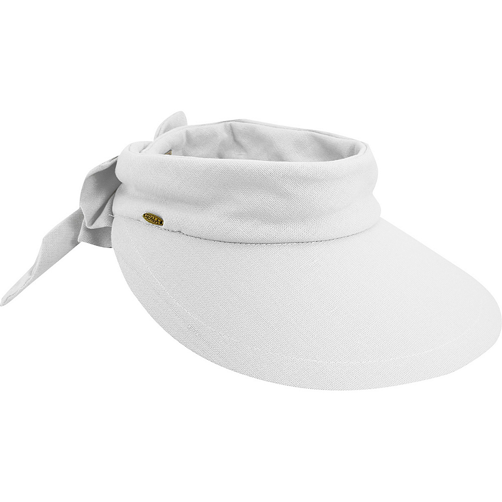 Scala Hats Deluxe Big Brim Cotton Visor Bow White Scala Hats Hats Gloves Scarves