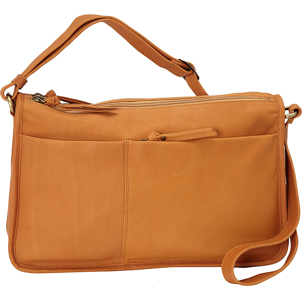 Derek Alexander EW Twin Top Zip Semi Structured Handbag Buff Derek Alexander Leather Handbags