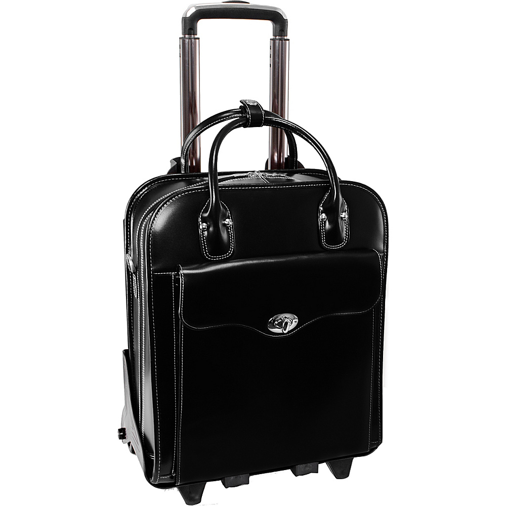 McKlein USA Melrose 15 Vertical Rolling Leather Laptop Tote EXCLUSIVE Black McKlein USA Wheeled Business Cases