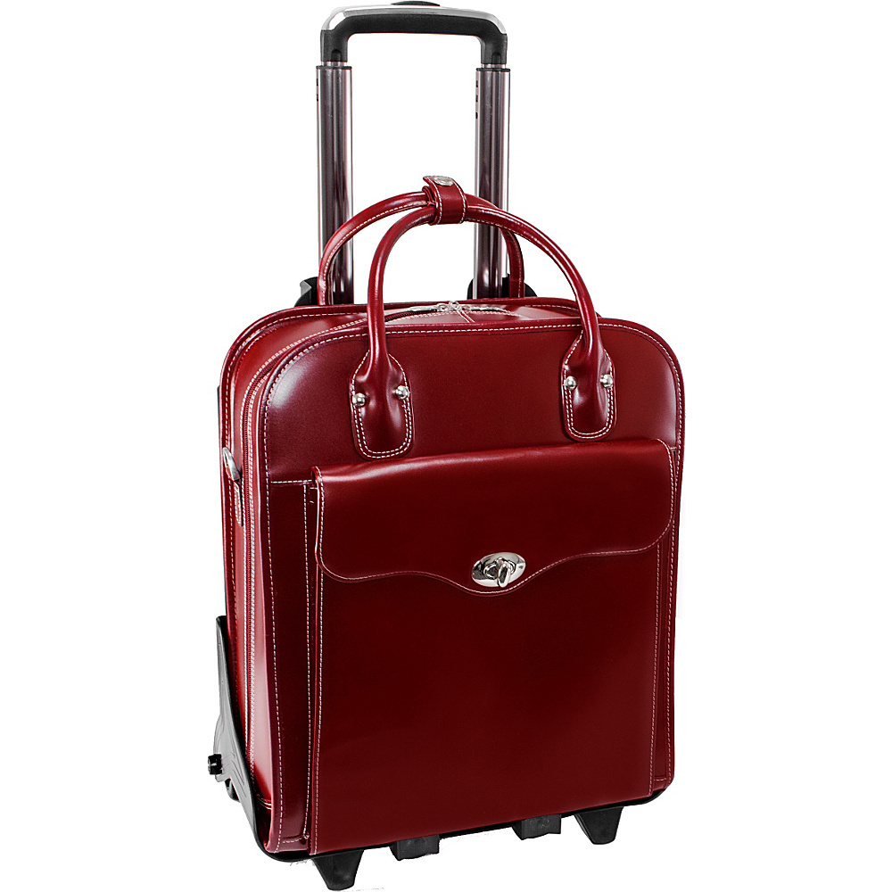 McKlein USA Melrose 15 Vertical Rolling Leather Laptop Tote EXCLUSIVE Red McKlein USA Wheeled Business Cases
