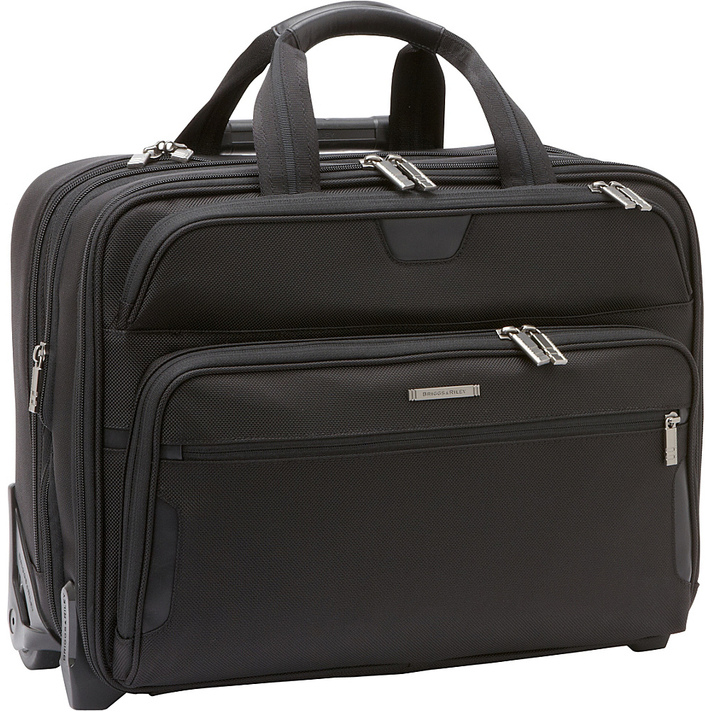 Briggs Riley Large Expandable Rolling Laptop Brief Black Briggs Riley Wheeled Business Cases