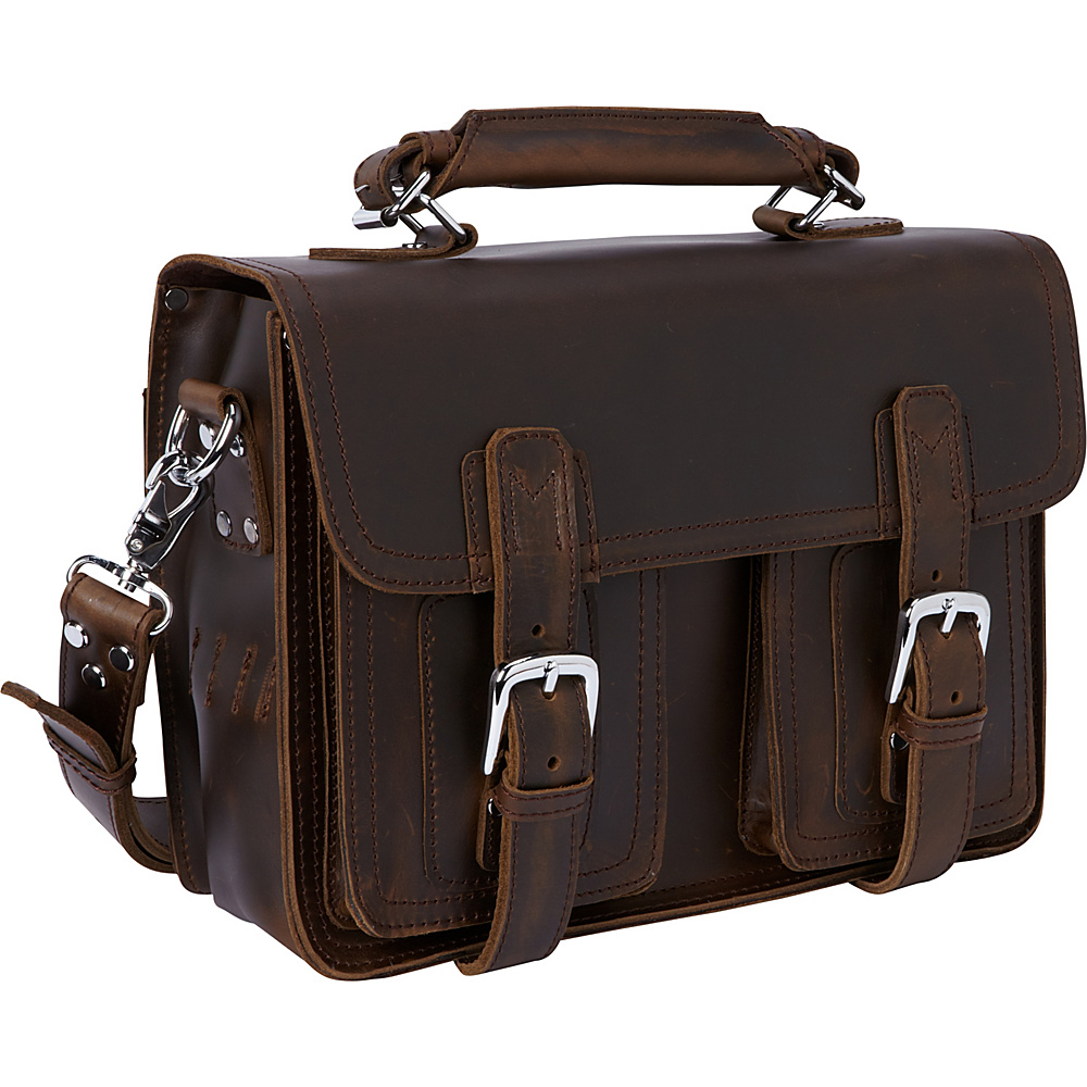 Vagabond Traveler 14 Leather Laptop Briefcase Coffee Brown Vagabond Traveler Non Wheeled Computer Cases