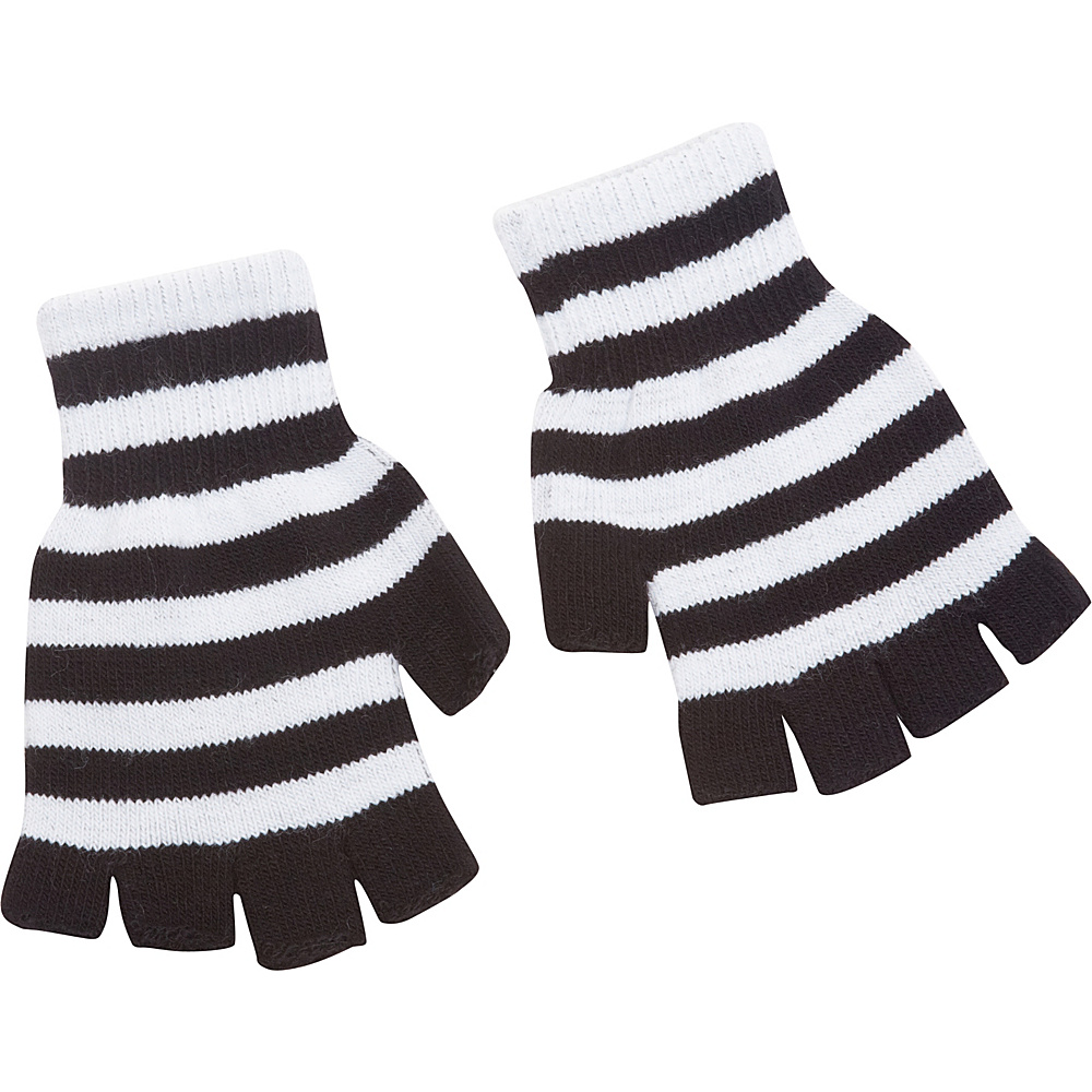 Magid Fingerless Striped Glove White Black Magid Hats Gloves Scarves