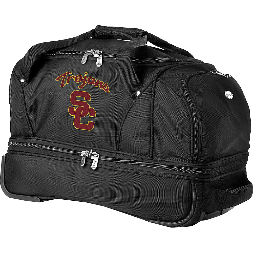 Denco Sports Luggage NCAA University of Southern California USC Trojans 22 Drop Bottom Wheeled Duffel Bag Black Denco Sports Luggage Travel Duffels