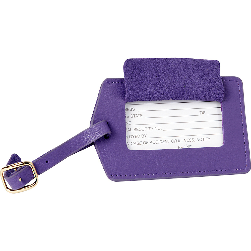 Royce Leather Top Grain Nappa Leather Luggage Tag Purple Royce Leather Luggage Accessories