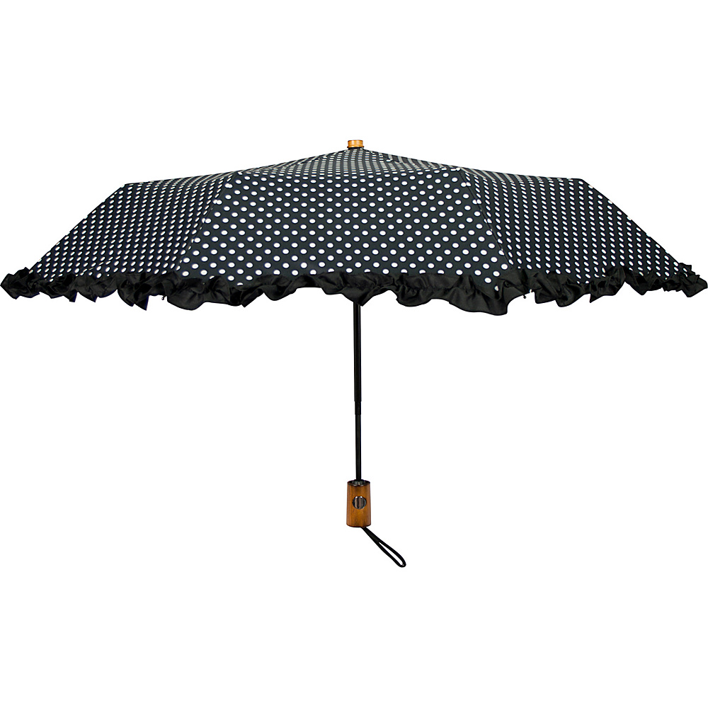 Leighton Umbrellas Ruffles black w white dots Leighton Umbrellas Umbrellas and Rain Gear