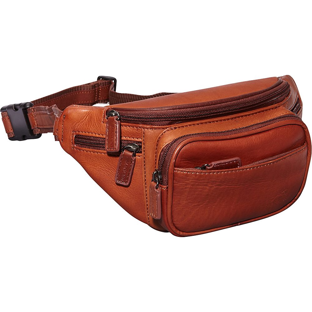 Mancini Leather Goods Colombian Leather Classic Waist Bag Cognac Mancini Leather Goods Waist Packs