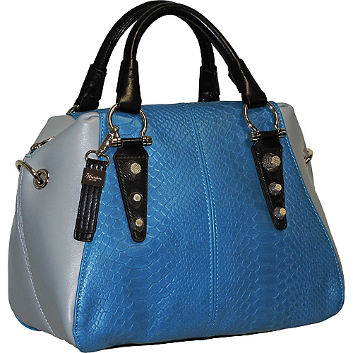 Buxton Hannah Bowler Satchel Blue - Buxton Leather Handbags