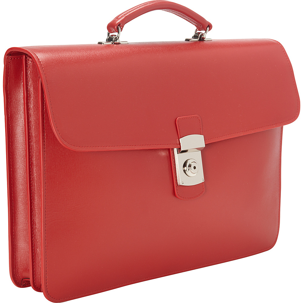 Royce Leather Kensington Single Gusset Briefcase Red Royce Leather Non Wheeled Business Cases