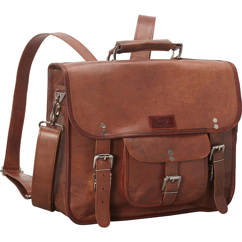 Sharo Leather Bags Wide Three in One Backpack Brief Messenger Brown Sharo Leather Bags Non Wheeled Business Cases