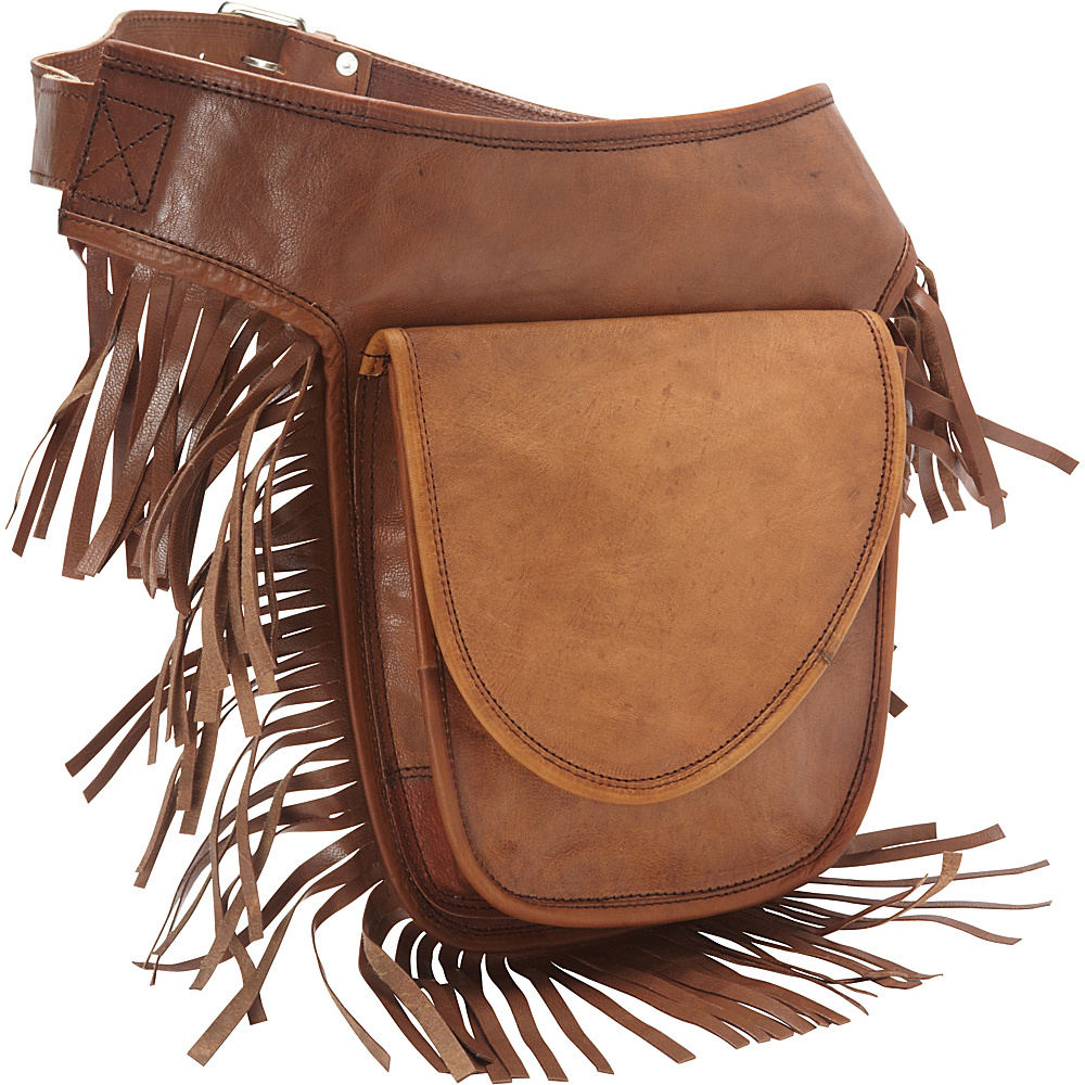 Sharo Leather Bags Leather Fringed Adjustable Hip Bag Brown Sharo Leather Bags Waist Packs