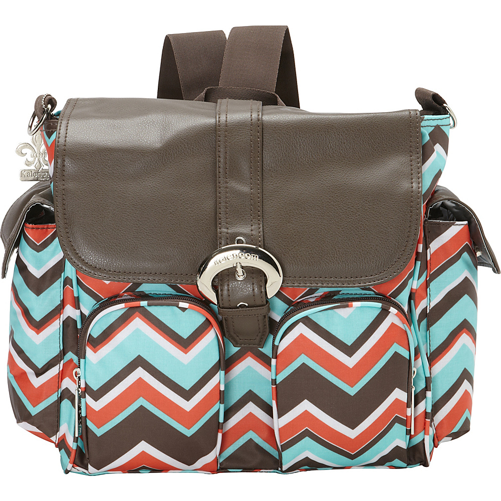 Kalencom Matte Coated Double Duty Diaper Backpack Chevron Stripes Coral Kalencom Diaper Bags Accessories