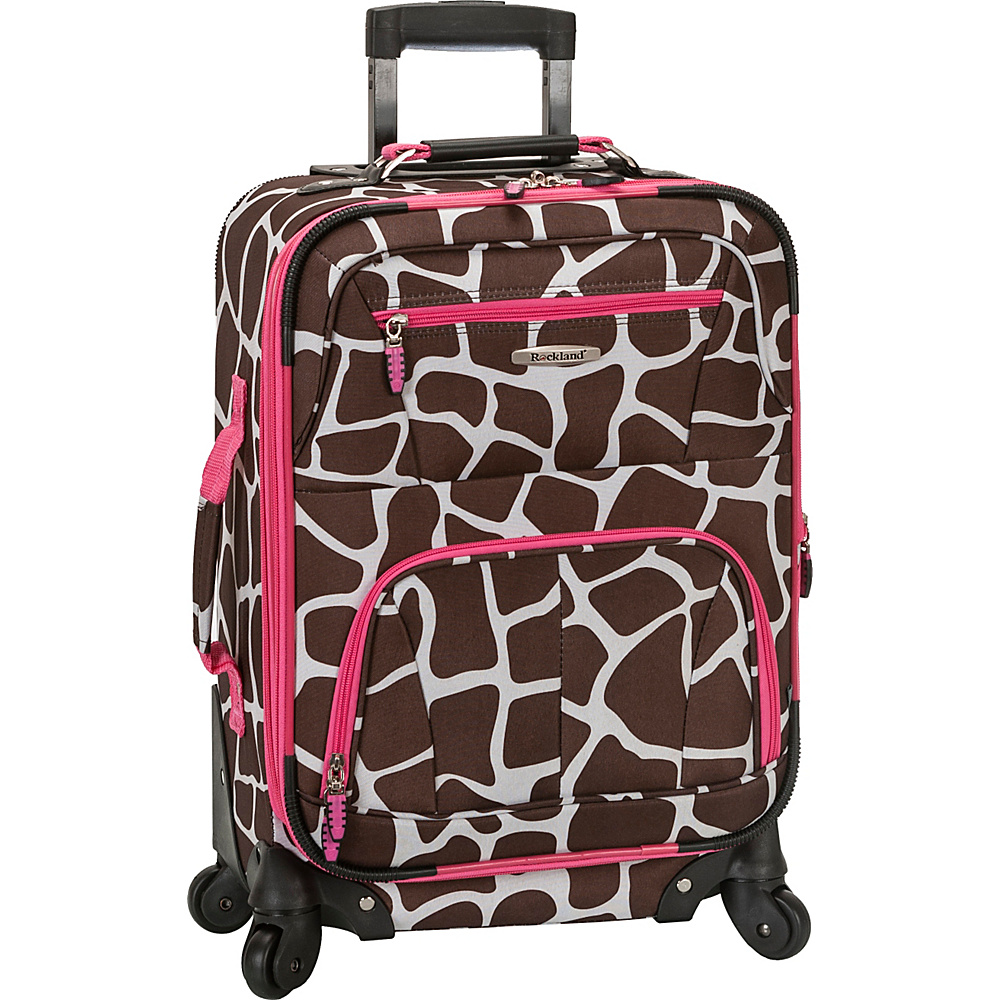 Rockland Luggage Mariposa 19 Expandable Spinner Carry On Pink Giraffe Rockland Luggage Softside Carry On