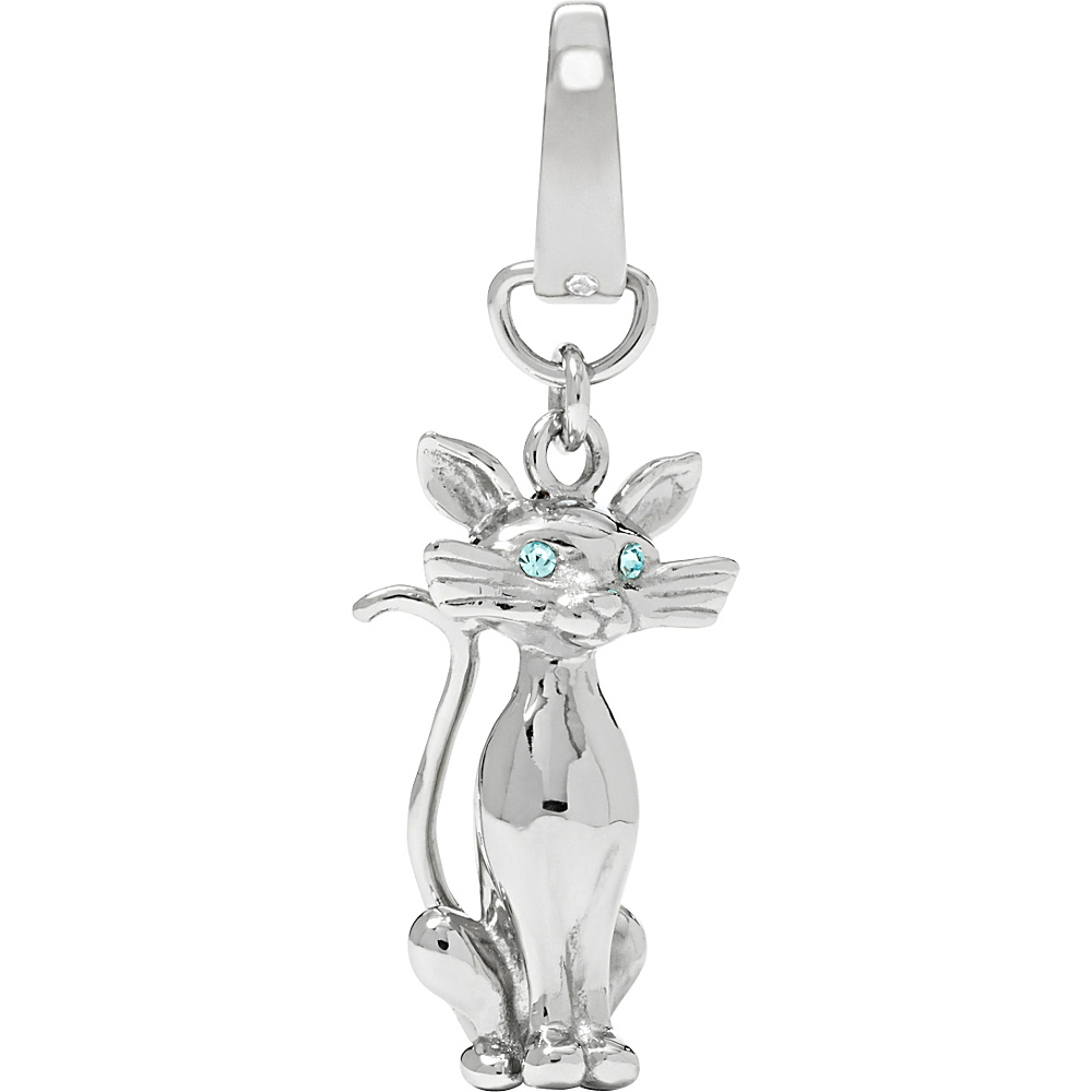 Fossil Sitting Cat Charm Silver Fossil Jewelry
