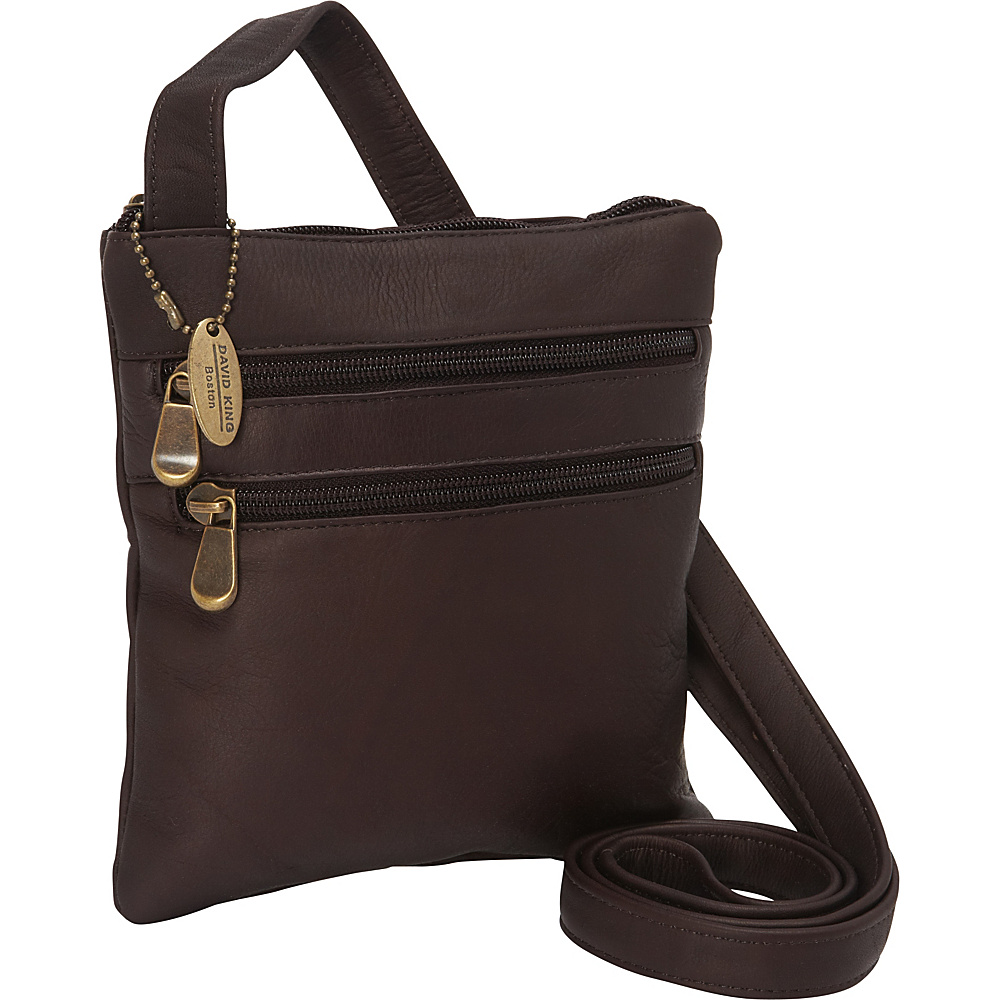 David King Co. 3 Zip Cross Body Bag Cafe David King Co. Leather Handbags