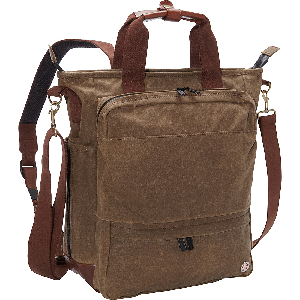 TOKEN Waxed Fordham Convertible Bag Dark Brown TOKEN Business Laptop Backpacks
