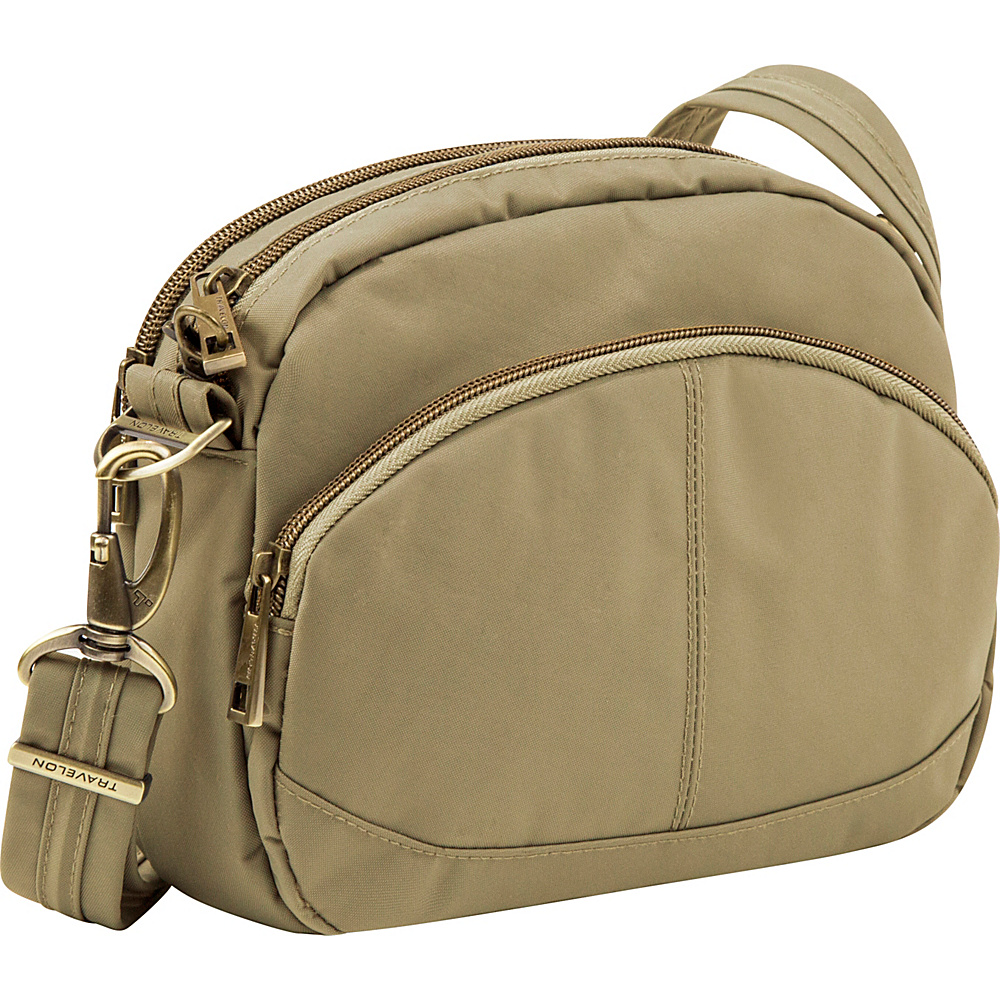 Travelon Anti Theft Signature E W Shoulder Bag Khaki Travelon Fabric Handbags